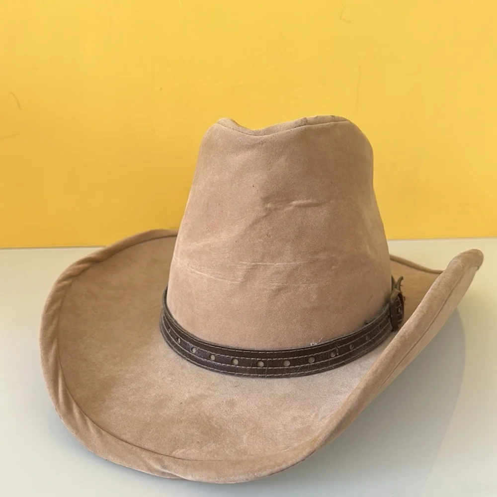 Bailey U-Rollit Brick Crown Western Cowboy Hat in Tan Velvet